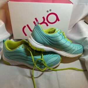 NIB Women’s Sz 7 1/2 W Ryka Walking and Running Shoes Aqua Color Lime Green